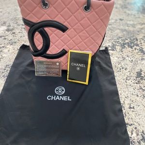 Chanel pink combon tote quilted calfskin